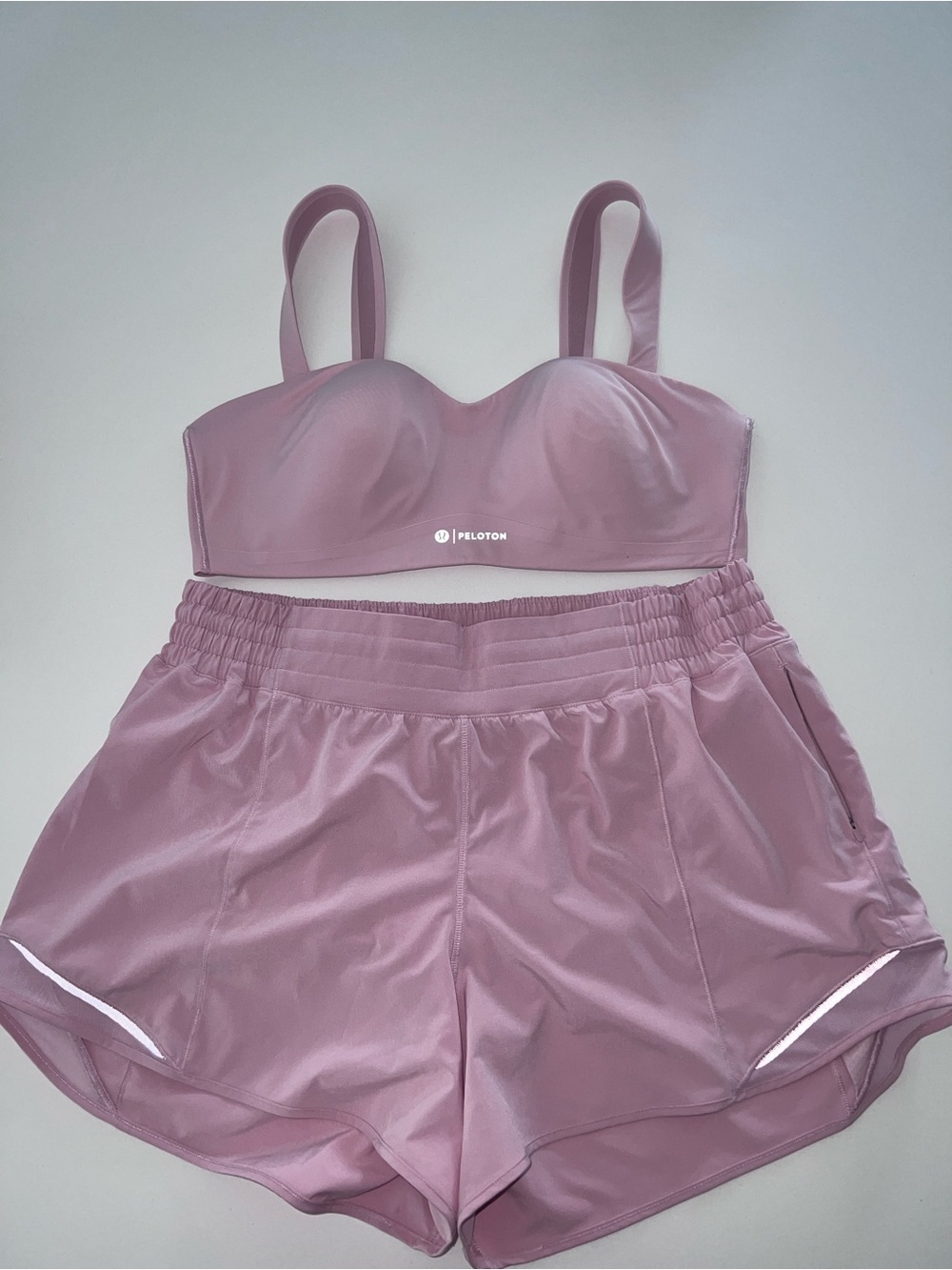 lululemon Pink Haze Hotty Hot HR Short 4” & Soft Foam ABCup Sweetheart Bra 14/XL